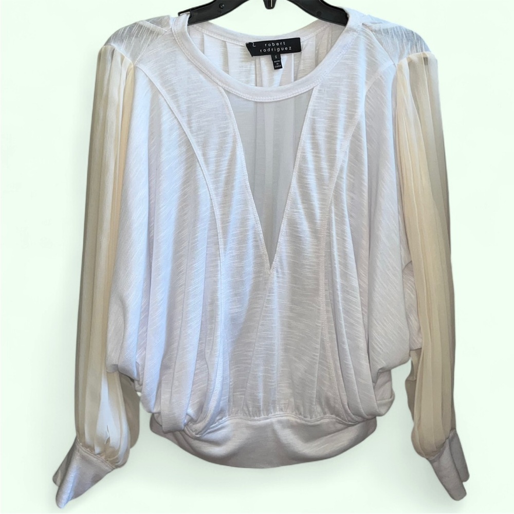 Robert Rodriguez Cream Blouse with Elegant Sleeves